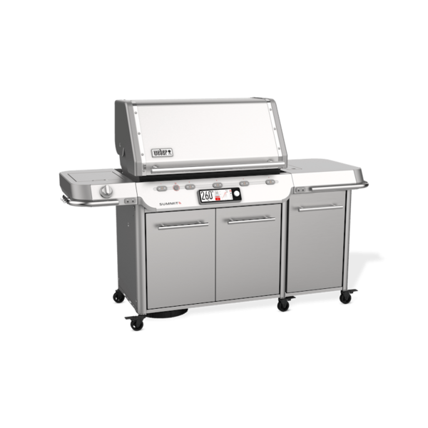 Weber Summit FS38X S Smart Grill in Edelstahl mit geschlossenem Deckel und digitalem Display