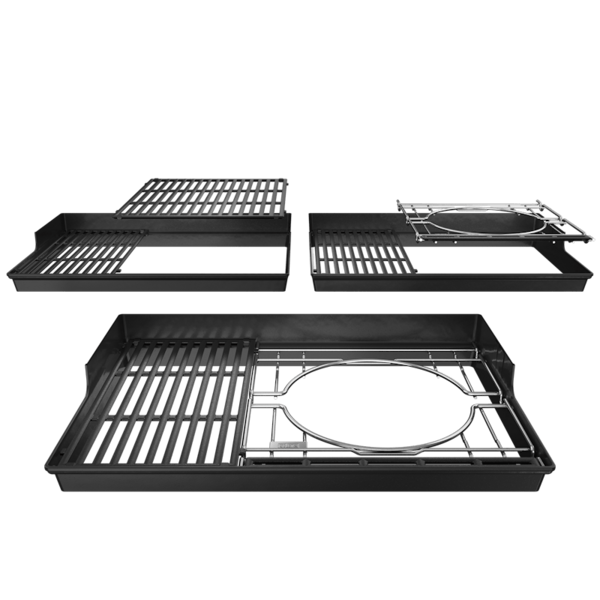 WEBER CRAFTED Basis-Rahmen-Set für Spirit und SmokeFire Grills auf grünem Hintergrund