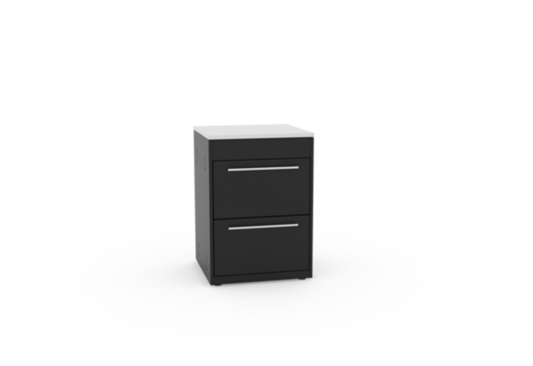 Schwarzes 2-Fach Ladenmodul von BBQ Kitchen für Outdoor-Küchen mit zwei Schubladen