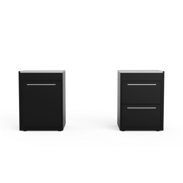Schwarze Weber BBQ Kitchen Module mit Edelstahl-Arbeitsplatten