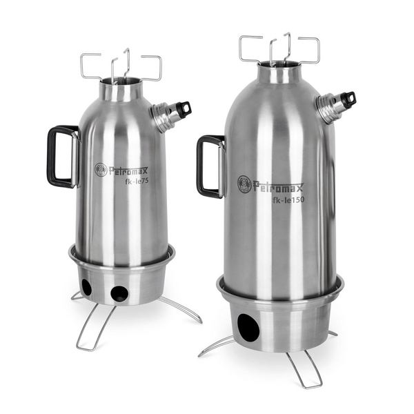 Zwei Petromax Feuerkannen aus Edelstahl für Outdoor-Kochen