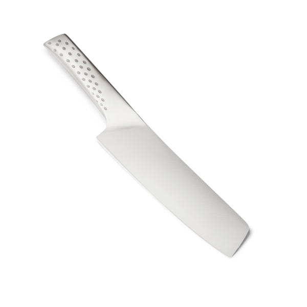 Deluxe Gemüsemesser mit Edelstahlklinge und schwarzem Griff auf grünem Hintergrund