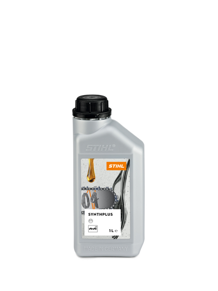 STIHL Sägekettenhaftöl SynthPlus 1 Liter Flasche auf hellem Hintergrund