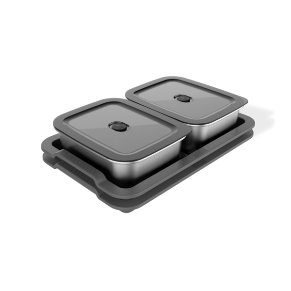 Weber Works Serviertablett-Set mit Edelstahl-Vorratsbehältern und luftdichten Deckeln