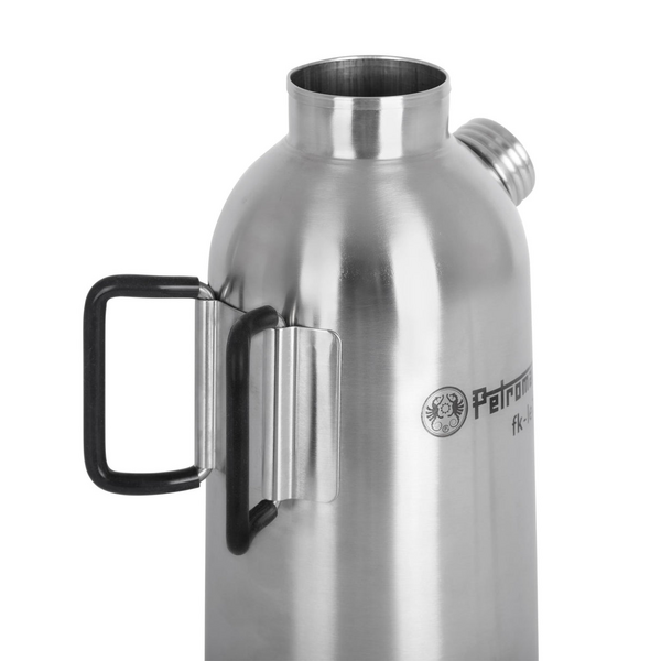 Petromax Feuerkanne aus Edelstahl mit robustem Griff und Logo