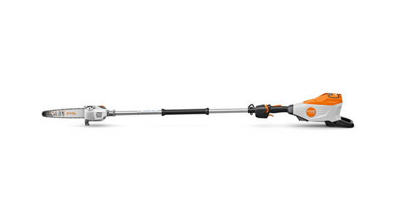 Stihl HTA 150 Akku-Hochentaster auf weißem Hintergrund für professionelle Baumpflege