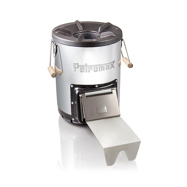 Petromax Raketenofen rf33 für effizientes Kochen im Freien mit gusseiserner Kochfläche und Brennmaterialtür