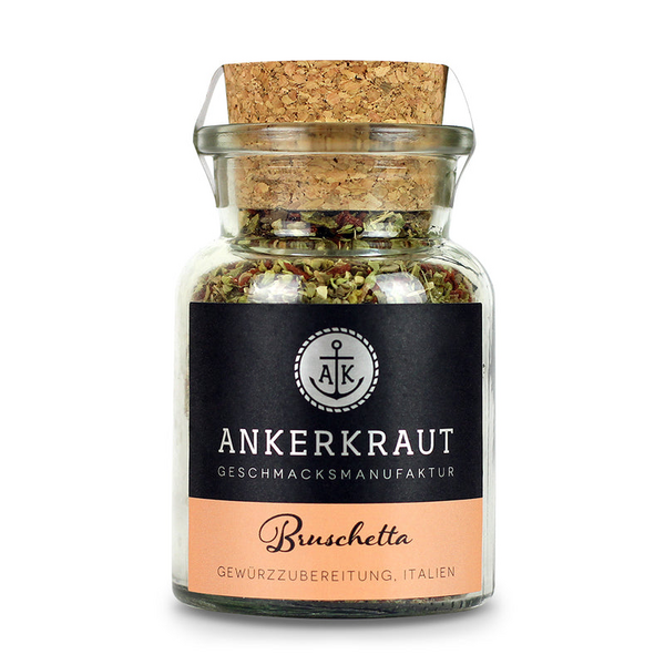 Ankerkraut Bruschetta Gewürzmischung in einem Glas mit Korkdeckel