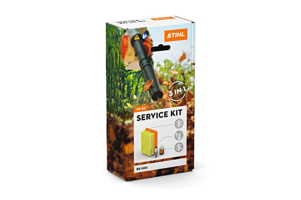 STIHL Service Kit 40 Verpackung für BR 800 Laubbläser mit Komponentenbildern