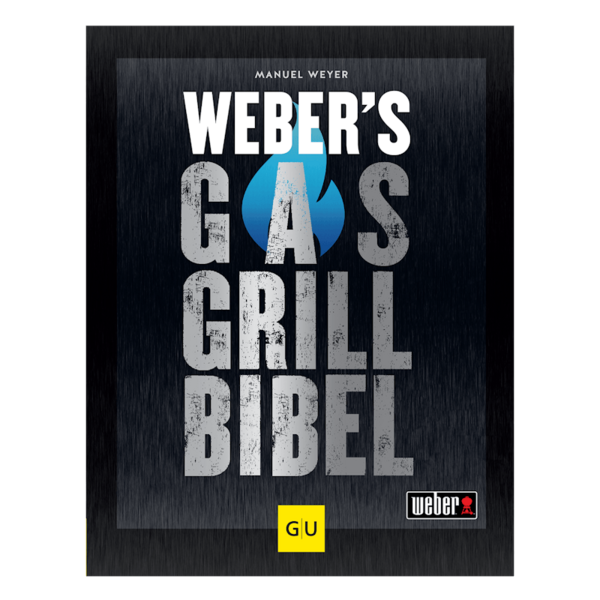 Cover von Weber's Gasgrill-Bibel von Manuel Weyer mit blauem Tropfen und Logos