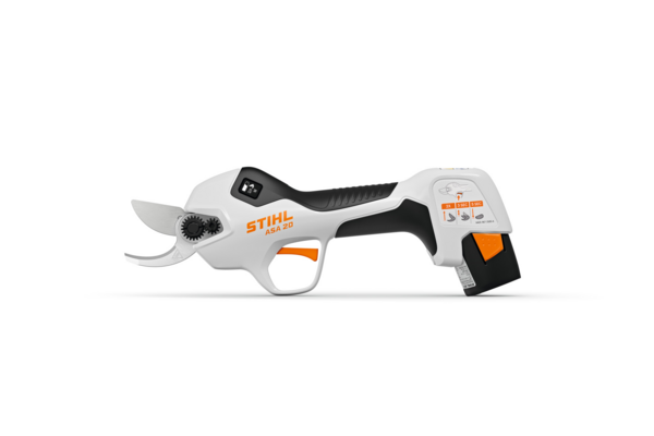 STIHL ASA 20 Akku-Astschere in Weiß und Orange mit OLED-Display und ergonomischem Griff