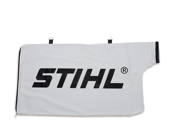Weißer STIHL Fangsack für SH 56 und SH 86 mit Logo und Reißverschluss