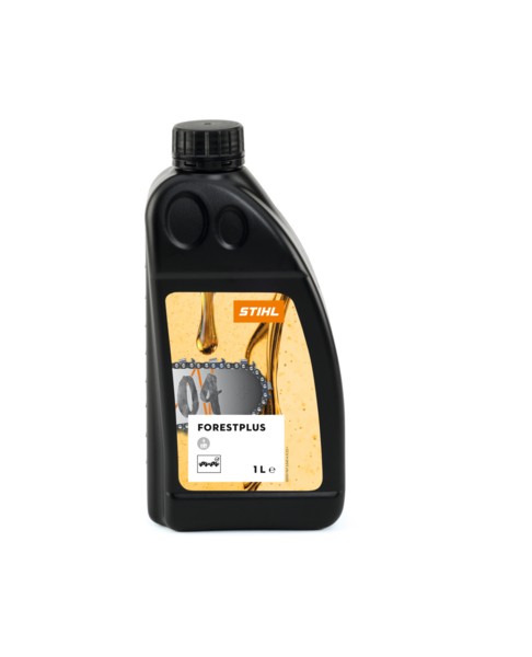 STIHL ForestPlus Haftöl 1 Liter Flasche auf weißem Hintergrund