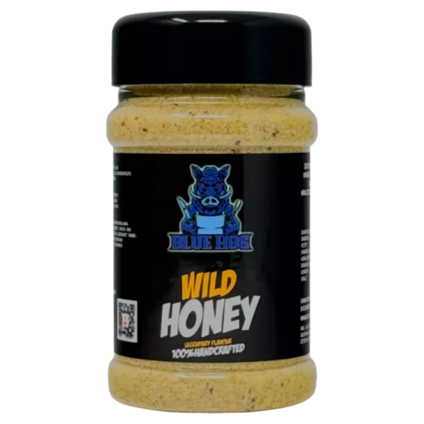 Glasbehälter mit Würzmischung Blue Hog Wild Honey, Wildschwein-Logo, glutenfrei, Made in Germany