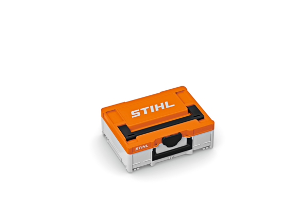 STIHL Akku-Box S Systainer³ in Orange und Weiß mit Fronttragegriff und T-Loc-Verschluss
