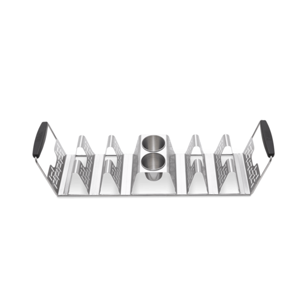 Weber Taco Rack aus Edelstahl mit sechs Taco-Halterungen und zwei Dipschalen