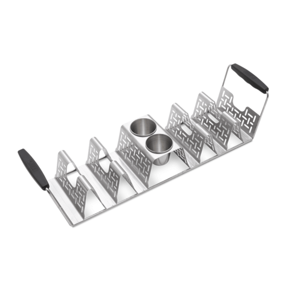 Weber Taco Rack aus Edelstahl mit sechs Taco-Schlitzen und zwei Dipschalen
