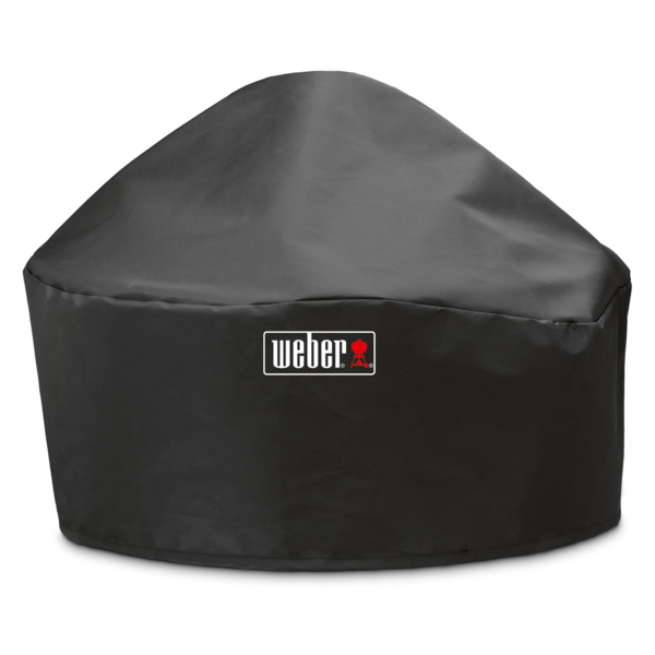 Schwarze Weber Abdeckhaube für Feuerstellen mit rotem Logo