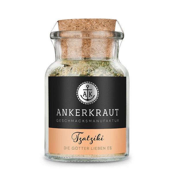 Ankerkraut Tzatziki Gewürz in einem Glas mit Korkverschluss