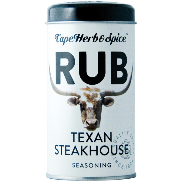 Gewürzdose Cape Herb Rub Texan Steakhouse mit Rinderkopf-Logo