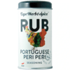 Weiße Gewürzdose Cape Herb Rub Portuguese Peri Peri mit buntem Huhn aus Gewürzen