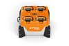 STIHL AL 301-4 Mehrfachladegerät mit vier AP 300 S Akkus in leuchtendem Orange