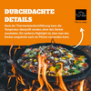 Petromax Feuertopf ft12 über Feuer mit Gemüse und Fleisch gefüllt