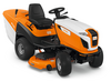 STIHL RT 6127 ZL Aufsitzmäher in Orange und Weiß mit großem Grasfangkorb und Turf-Reifen