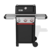 Weber SPIRIT E-325 GBS Gasgrill in Schwarz mit heruntergeklappten Seitentischen und Thermometer
