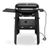 Weber Lumin Elektrogrill auf einem Stand mit Seitentisch in Schwarz