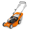 STIHL RM 448 TX Benzin-Rasenmäher in Orange und Grau mit Grasfangkorb