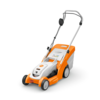 STIHL RMA 239 Akku-Rasenmäher in Orange und Weiß auf weißem Hintergrund