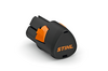 STIHL AS 2 Akkumulator in Schwarz mit orangefarbenen Details und Logo