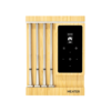 MEATER Pro XL mit digitaler Basisstation und vier Temperatursonden in einer Holzbox
