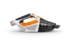STIHL SEA 20 Akku-Handstaubsauger in Weiß und Orange mit transparentem Staubbehälter