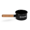 Schwarzer Petromax Emaille Stieltopf mit Holzgriff und Logo