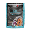 Weber SmokeFire Holzpellets Erle 8 kg Verpackung mit Fischgericht und Produktinformationen