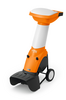 STIHL GHE 375 Häcksler in Orange und Weiß mit breitem Einfülltrichter und stabilem Fahrwerk