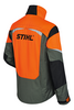 STIHL Jacke FUNCTION Ergo in Olivgrün und Warnorange mit großem Rückenlogo und Reflexstreifen