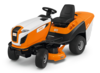 Stihl RT 5097 Aufsitzmäher in Orange und Weiß mit großem Grasfangkorb