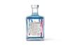 Flasche von Upstairs 144 Raspberry Square Gin-Likör mit Mannheim-Karte auf Etikett
