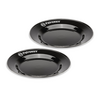 Zwei schwarze Petromax Emaille Teller mit Edelstahlrand und Logo