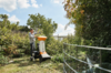 Mann verwendet STIHL GH 460 Häcksler in sonnigem Garten