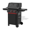 Weber Spirit E-325 STEALTH Gasgrill mit roten Akzenten und Seitentischen