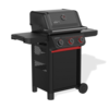Weber Spirit E-325 STEALTH Gasgrill in Schwarz mit roten Akzenten und Seitentischen