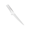 Edelstahl Deluxe Filetiermesser mit ergonomischem Griff auf dunkelgrünem Hintergrund