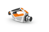 STIHL SEA 20 Akku-Handstaubsauger mit sichtbarem Papierfilter auf weißem Hintergrund