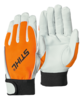 STIHL Handschuhe DYNAMIC SensoLight S aus Schafleder mit orangefarbenen Einsätzen und Reflexstreifen
