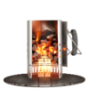 Weber Anzündkamin Rapidfire mit glühenden Kohlen und sichtbaren Flammen
