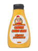 Flasche von Big Daddy's BBQ Cheddar Cheese Sauce mit Cartoon-Mann auf Etikett